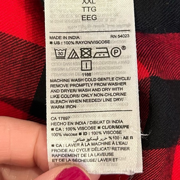 Old Navy Buffalo Plaid Rayon Shirt Dress Women’s SZ XXL in Red and Black - Picture 9 of 9